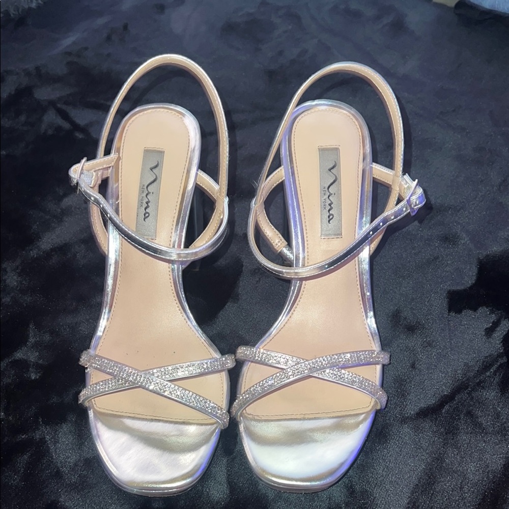 Women's Silver Strappy Heels